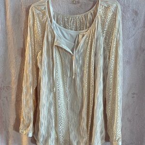 Cream Lace Women's Top with cream tank top to wear underneath
